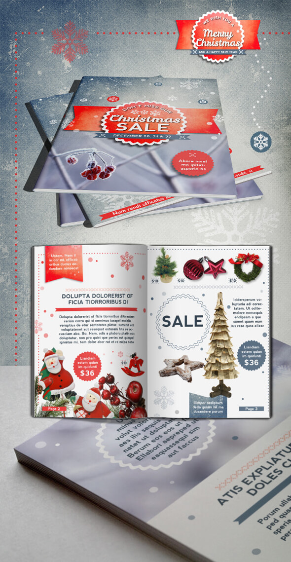 Retro Christmas Brochure Template. Download 12 Sample Pages.