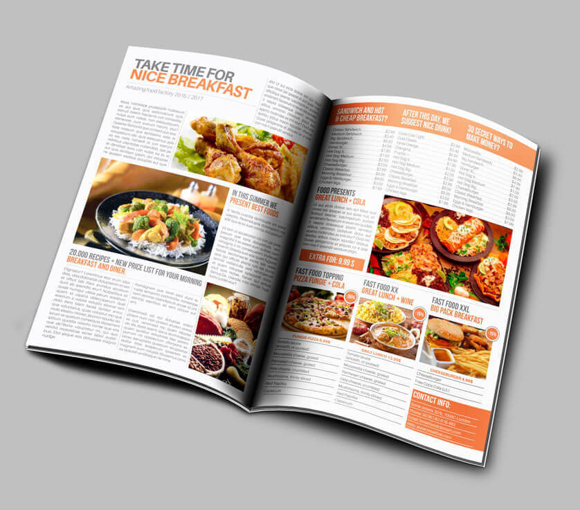 Food services brochure and menu - Download InDesign Template